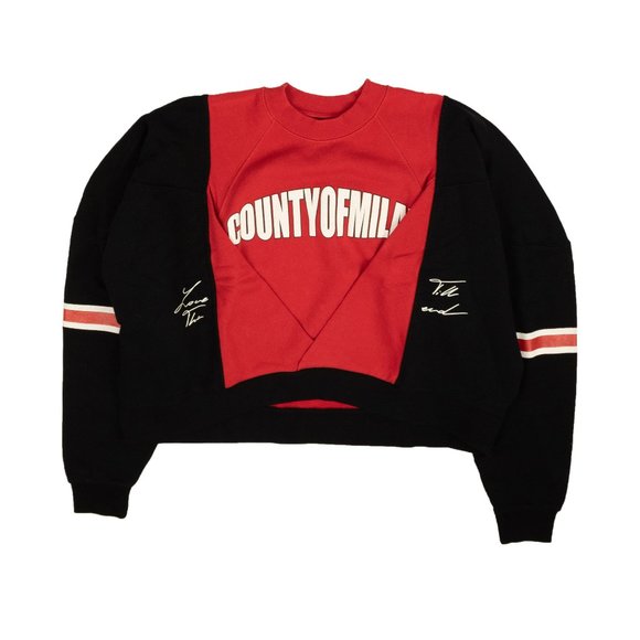 MARCELO BURLON Black & Red Block Color Over Crewneck Size S $535